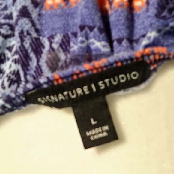 SOUTHWEST/AZTEC PATTERN TOP/ BLOUSE/WOMEN L/SIGNATURE STUDIO - Picture 6 of 7